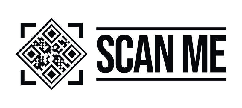Central QR code framed by square brackets, bold 'SCAN ME' text on a clean, minimalist background. Emphasizes scannability with a functional, no-nonsense design. Ideal for tech, marketing.
