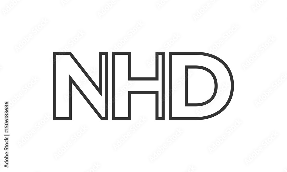 Fototapete nhd logo design template with strong and modern bold text. initial based vector logotype featuring s