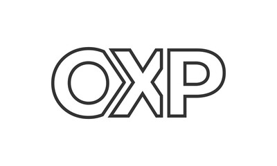 OXP logo design template with strong and modern bold text. Initial based vector logotype featuring simple and minimal typography. Trendy company identity.