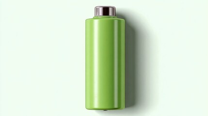A vibrant green cylindrical battery with metallic ends ideal for technology and energy concept