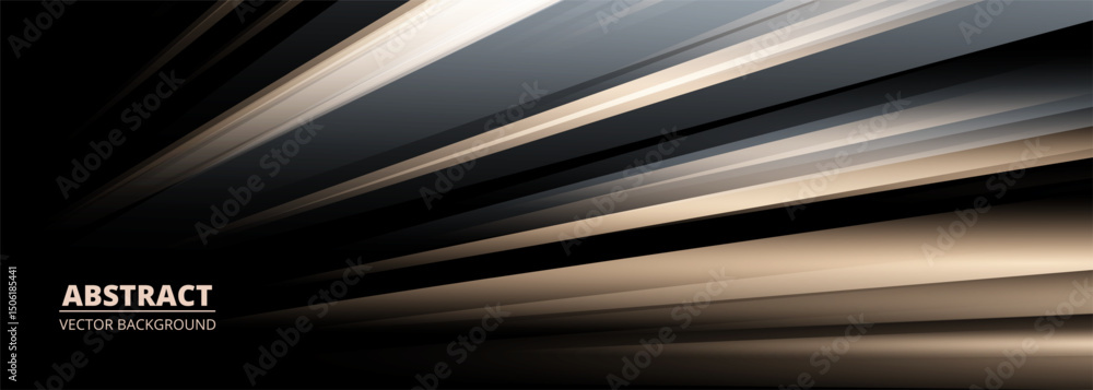 Aufkleber black and gold modern abstract wide banner with geometric shapes. dark abstract background with gold