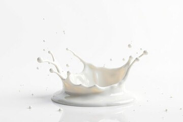 White background, single milk splash, crown shape , white, texture, dessert