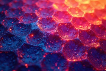Intricate tessellation of hexagons in vibrant hues, illustration, shape
