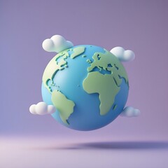 Fototapeta premium Whimsical Planet Earth Surrounded by Cosmic Friends