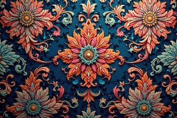 Intricate woven floral damask, elegant swirls , fabric, repeating, floral