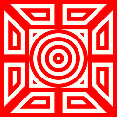 Circles, triangles ornament. Linear seamless pattern. Abstract background. Mosaic vector. Geometric illustration. Embroidery backdrop. Ethnic image. Tiles motif