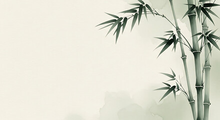 Naklejka premium Bamboo Stalks in Ink Wash Style