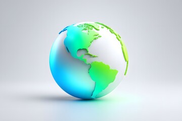 Fototapeta premium A vibrant globe representing Earth, featuring a blend of green and blue colors. This artwork symbolizes global unity and environmental awareness, promoting sustainability and care.