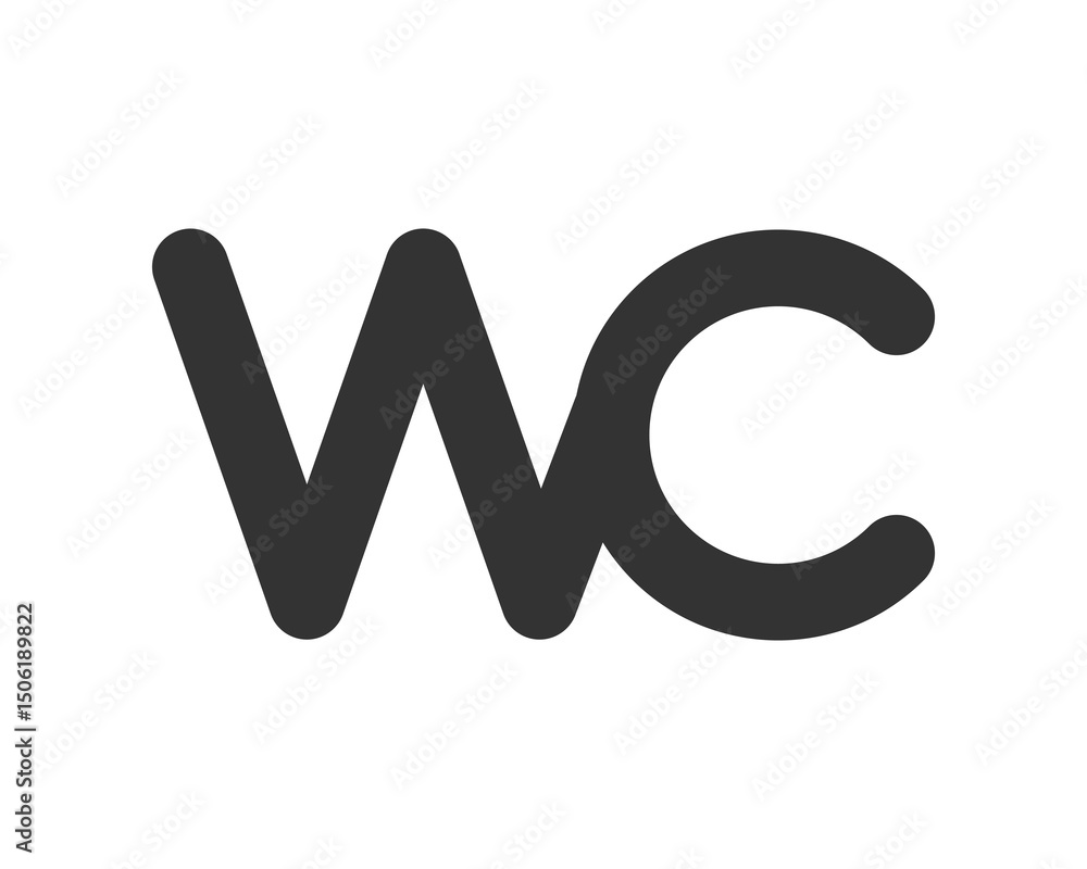 Poster abstract design featuring the intertwined letters w and c in a bold, modern style. could represent a