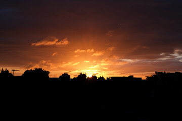 Sunrise over city scape