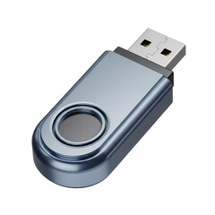 Metallic Usb Flash Drive Close-up for Digital Storage and Transfer