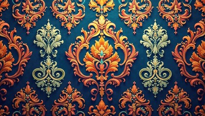 Symmetrical arabesque damask, featuring repeating ovals and curves , vector, refined, vintage