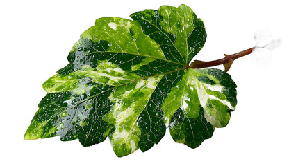 Water Droplets on Variegated Leaf CloseUp Nature Photography