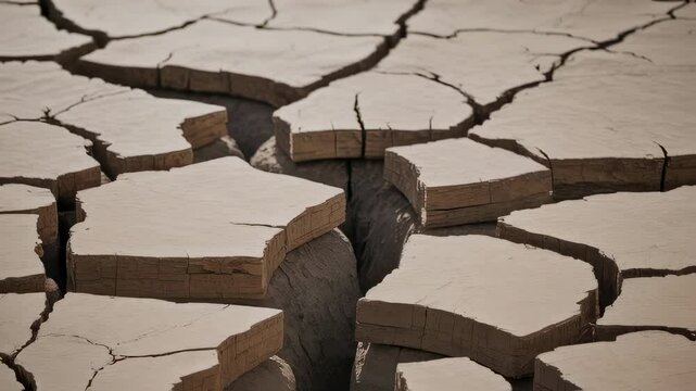 Cracked earth texture forming deep fissures in the soil, representing drought, climate change, global warming, and environmental challenges