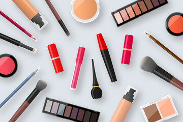 Makeup products and tools, decorative cosmetics, beauty concept
