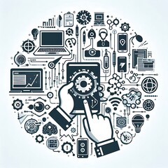 Visualize a logo image designed for a technology company, consisting of a minimalist icon that represents the concept of digital innovation and global connectivity.