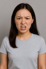 Annoyed asian woman
