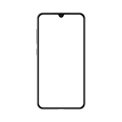 Smartphone mockup with blank white screen. Realistic vector trendy frameless smart phone, cellphone isolated