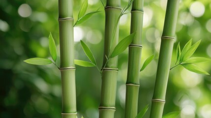 Serene Bamboo Forest Lush Green Bamboo Stalks and Leaves