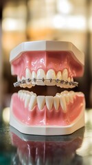 Dental Model with Metal Braces Orthodontic Teeth