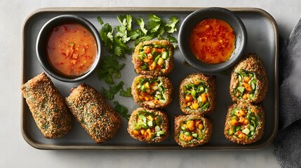 Crispy Fried Spring Rolls with Sweet Chili Sauce