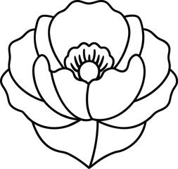 Simple Line Art Poppy Flower Illustration