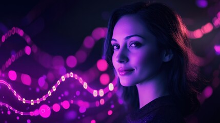 Naklejka premium Woman with glowing data