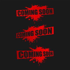 red coming soon stamp sign set
