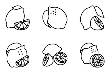 Lemon icon set. Lemon silhouette, Vector illustration isolated on white background.