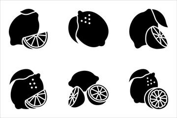 Lemon icon set. Lemon silhouette, Vector illustration isolated on white background.