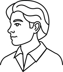 Line Art Man Profile, Simple Minimalist Illustration