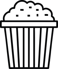 Popcorn Bucket Icon, Cinema Snack Line Art