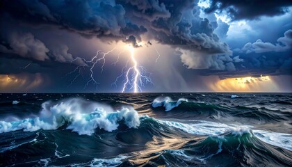 Fototapeta premium Stormy sea with a sky full of clouds