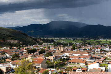 Fototapeta premium Tibasosa, Boyaca - Colombia. May 8, 2025. The municipality is located in the province of Sugamuxi, in the department of Boyaca.