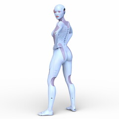 女性サイボーグ　3DCGレンダリング