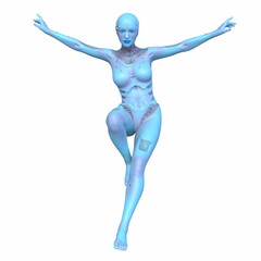 女性サイボーグ　3DCGレンダリング