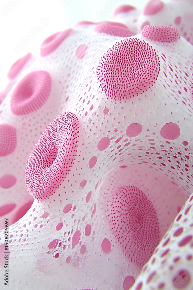 Poster abstract pink and white textured surface with perforated pattern design