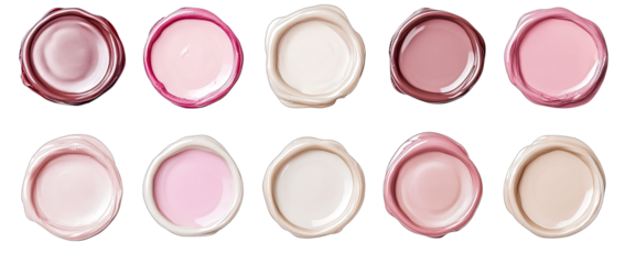 Collection Of Ten Round Wax Seals In Various Shades Of Pink And Brown On A Transparent Background