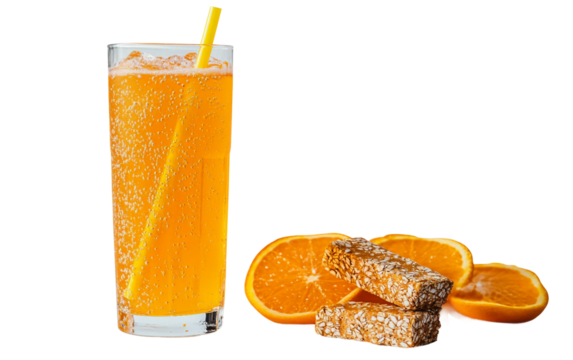 Athletic hydration setup with energy boosting orange beverages ideal for workout or event refueling Isolated on Transparent Background PNG