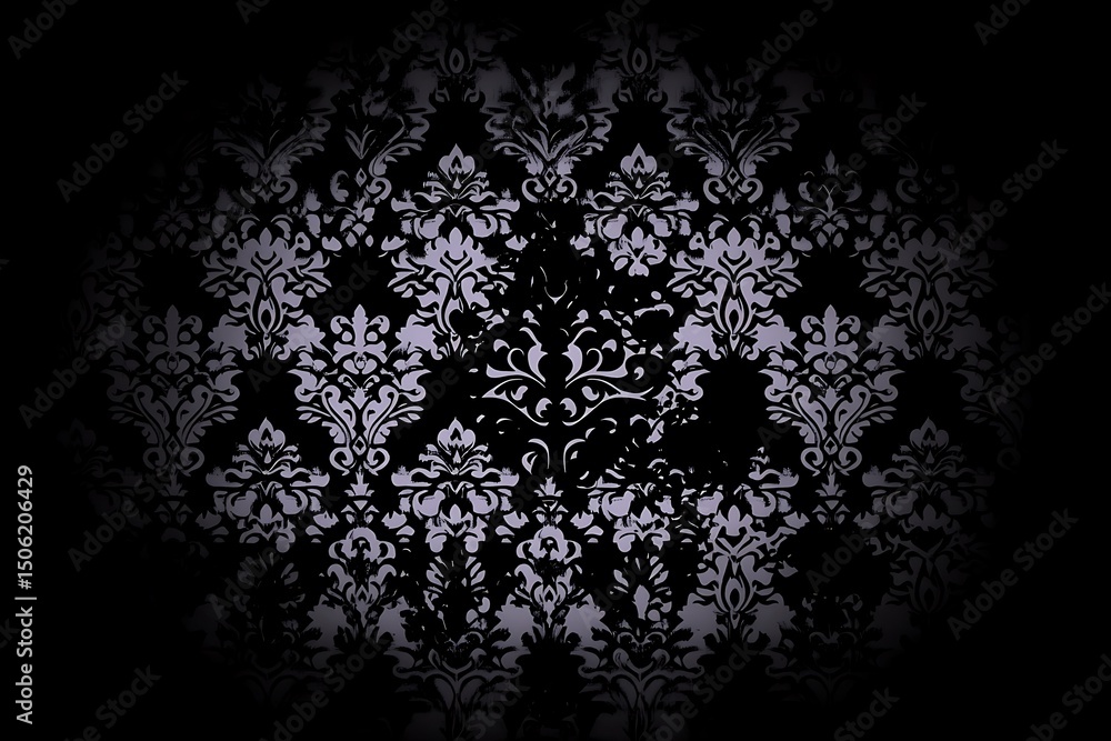 Poster dark baroque vignette pattern background with distressed central design