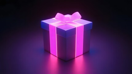 Neon Glow Gift Box Present Pink Purple Illumination