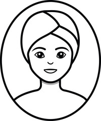 Woman Spa Towel Head Beauty Icon Vector