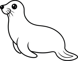 Cute Seal Outline Illustration Animal Drawing