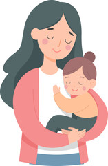 Happy Mother’s Day – Mom Hugging Kids Vector Art