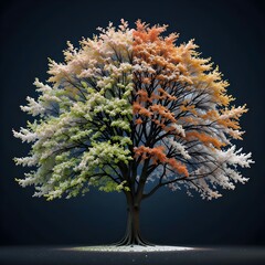 Un árbol que muestra las cuatro estaciones.
