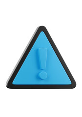 3d Blue Exclamation Mark Warning Sign on Transparent Background Design