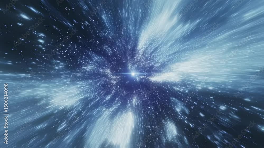 Poster luminescent cosmic particles streaming through vast interstellar expanses, revealing mesmerizing dee