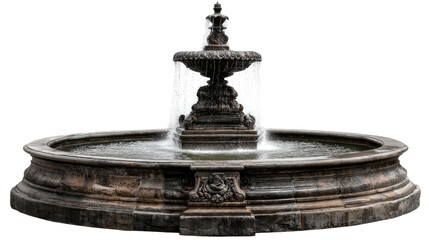 Obraz premium Ornate Stone Fountain: An elegant, ornate stone fountain with intricate carvings and a flowing water feature, creating a serene and visually captivating scene.