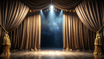 velvet theater curtains copy space in between. Background concept. Generated Image