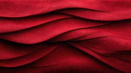 Deep crimson fabric, textured with undulating waves